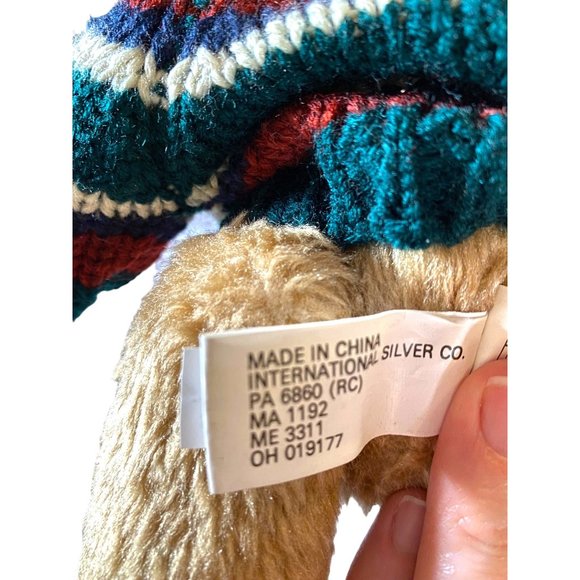 Vintage brown Hallmark Bear with Striped Sweater winter holiday - Picture 5 of 6